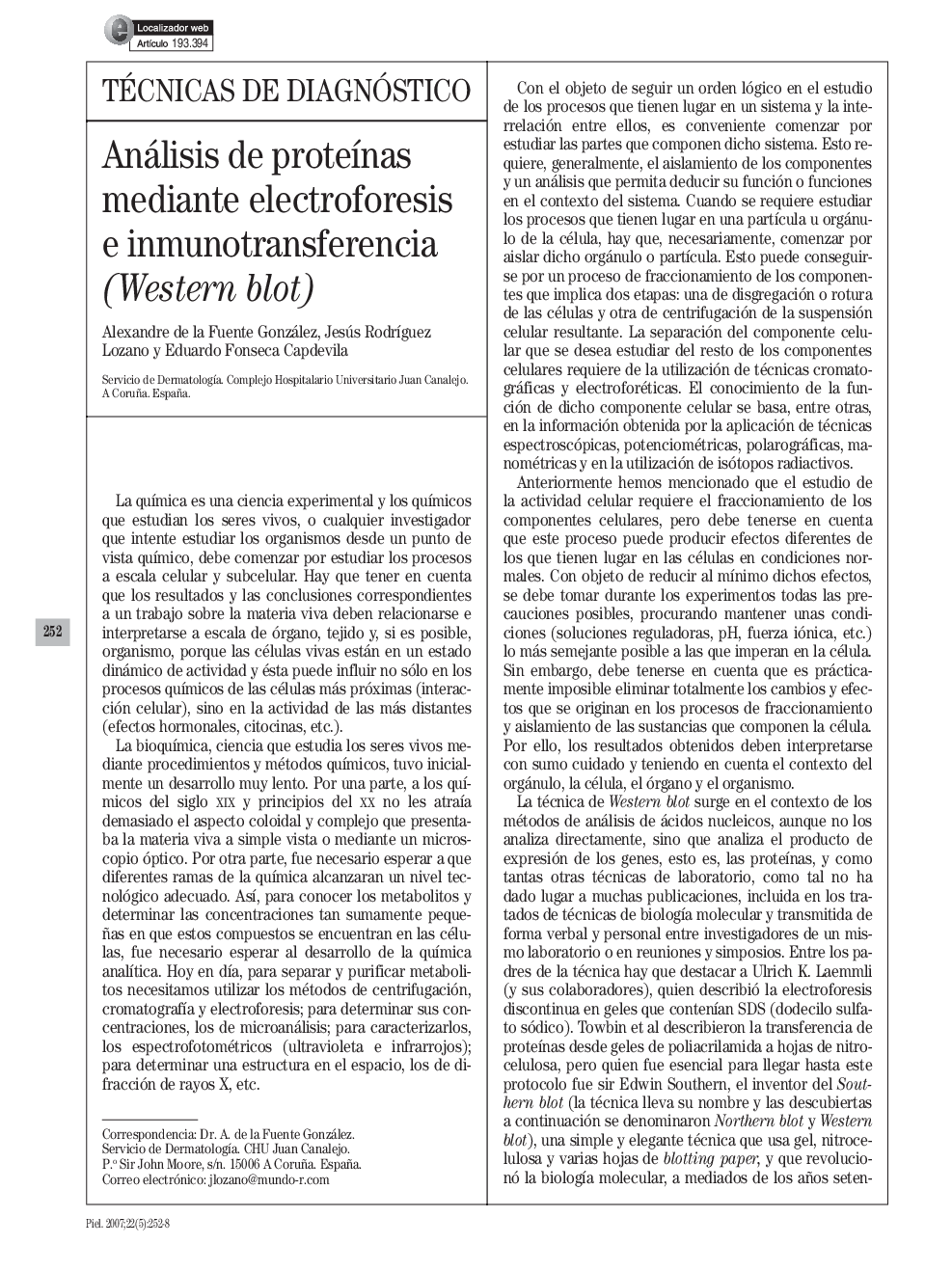 Análisis de proteÃ­nas mediante electroforesis e inmunotransferencia (Western blot)