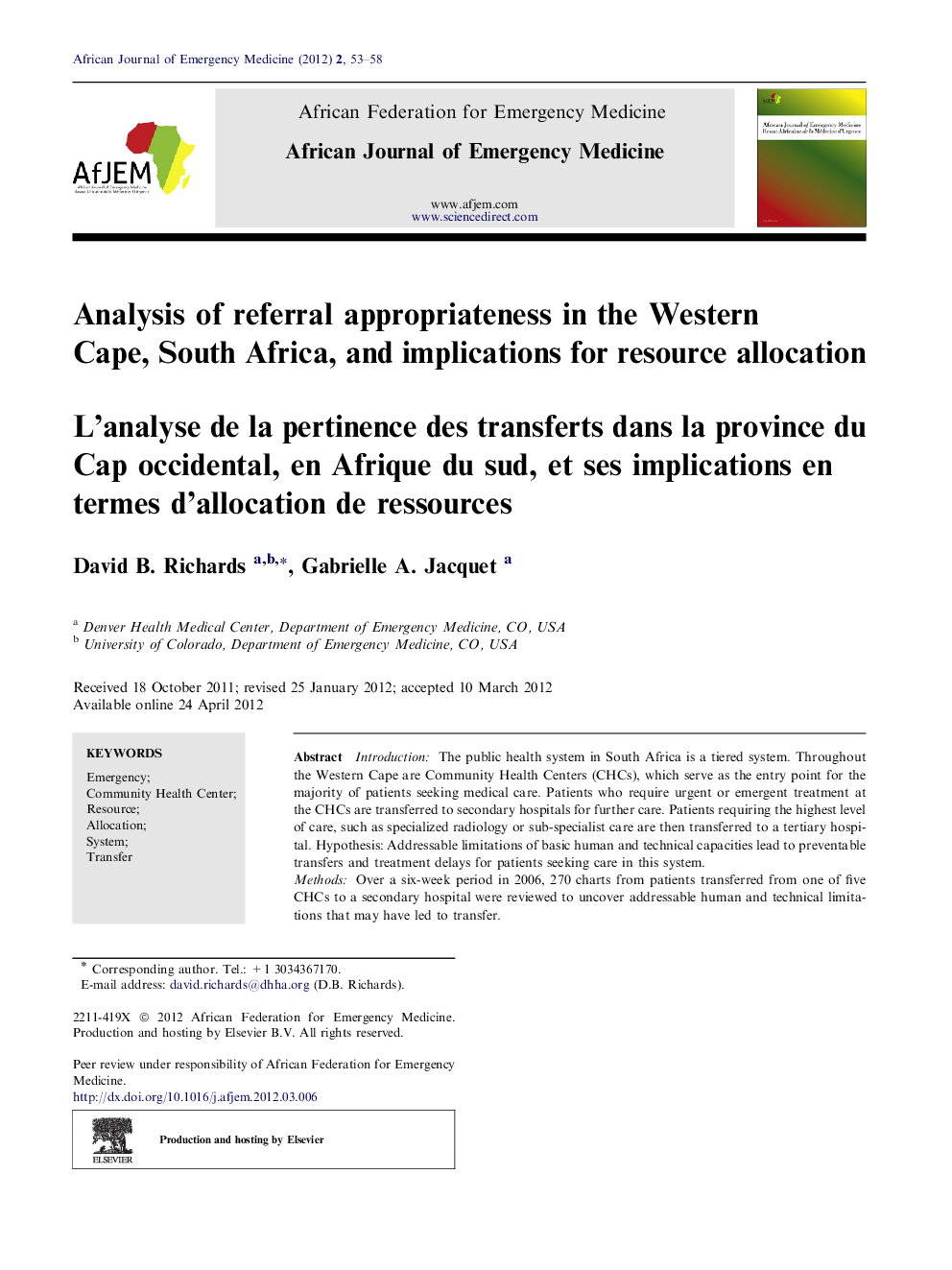 Analysis of referral appropriateness in the Western Cape, South Africa, and implications for resource allocation 