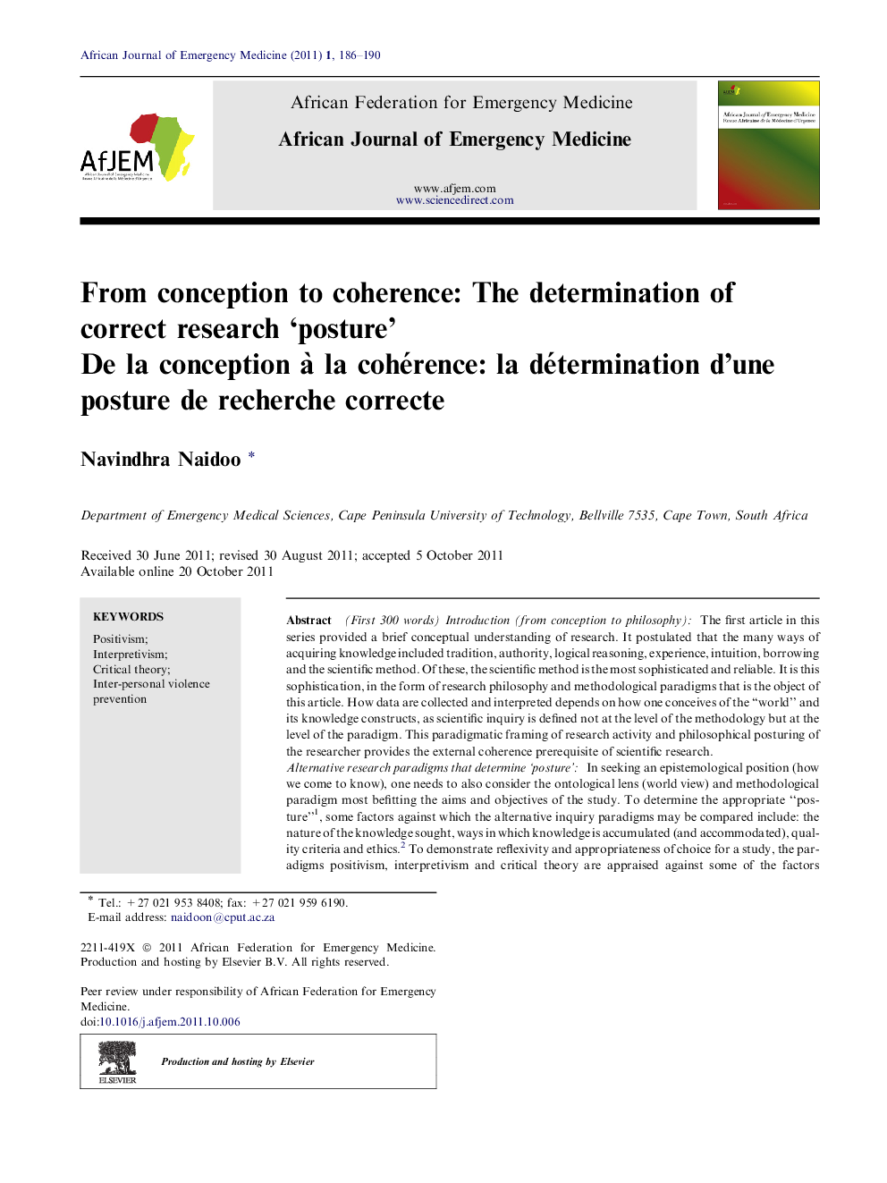 From conception to coherence: The determination of correct research ‘posture’ 