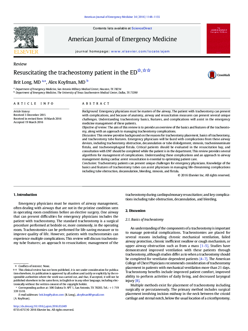 Resuscitating the tracheostomy patient in the ED 