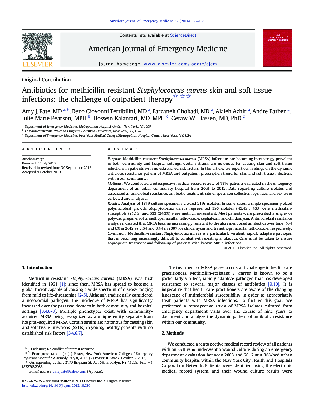 Antibiotics for methicillin-resistant Staphylococcus aureus skin and soft tissue infections: the challenge of outpatient therapy 