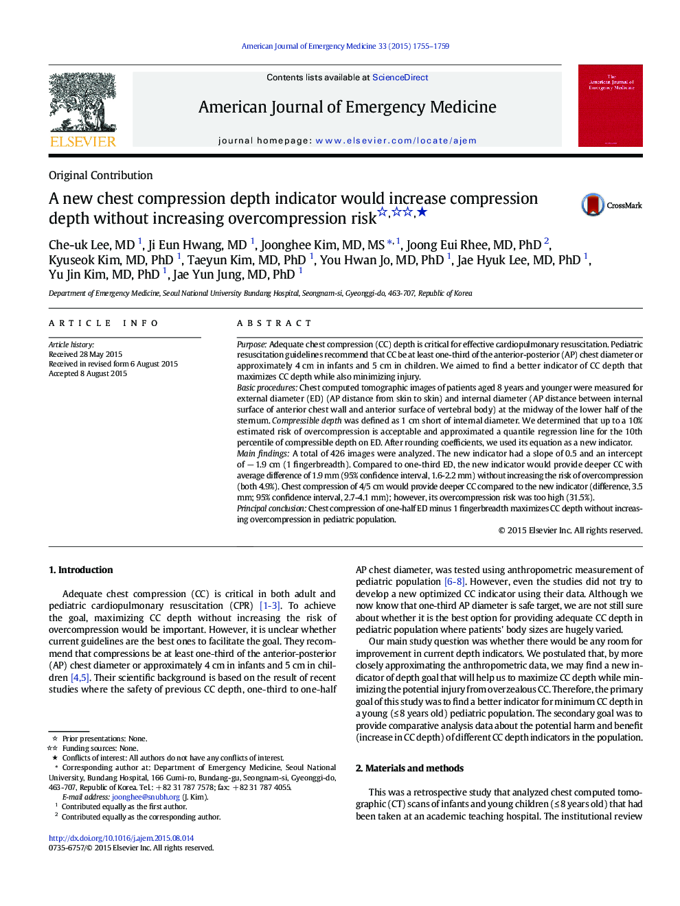 A new chest compression depth indicator would increase compression depth without increasing overcompression risk ★