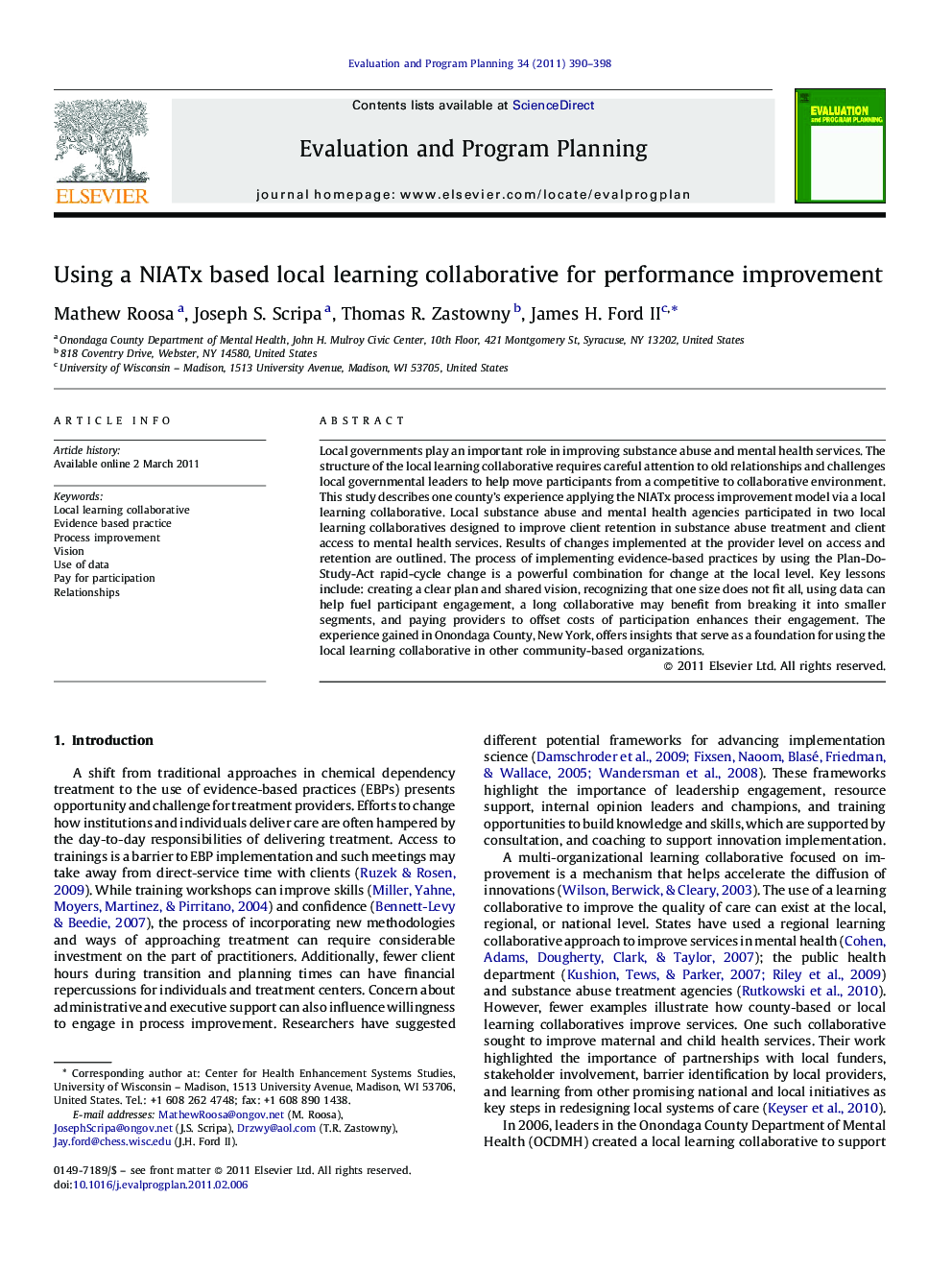 Using a NIATx based local learning collaborative for performance improvement