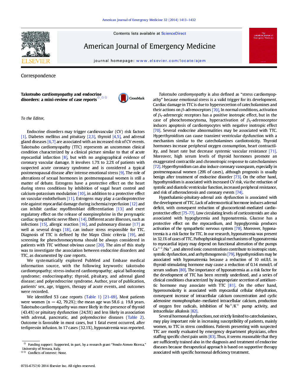 Takotsubo cardiomyopathy and endocrine disorders: a mini-review of case reports