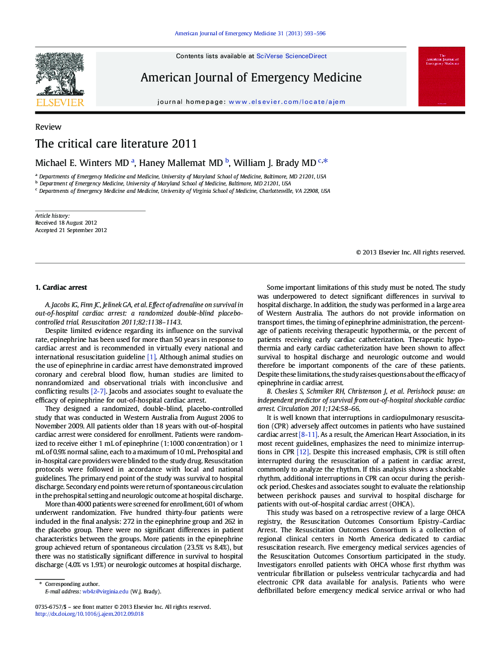 The critical care literature 2011