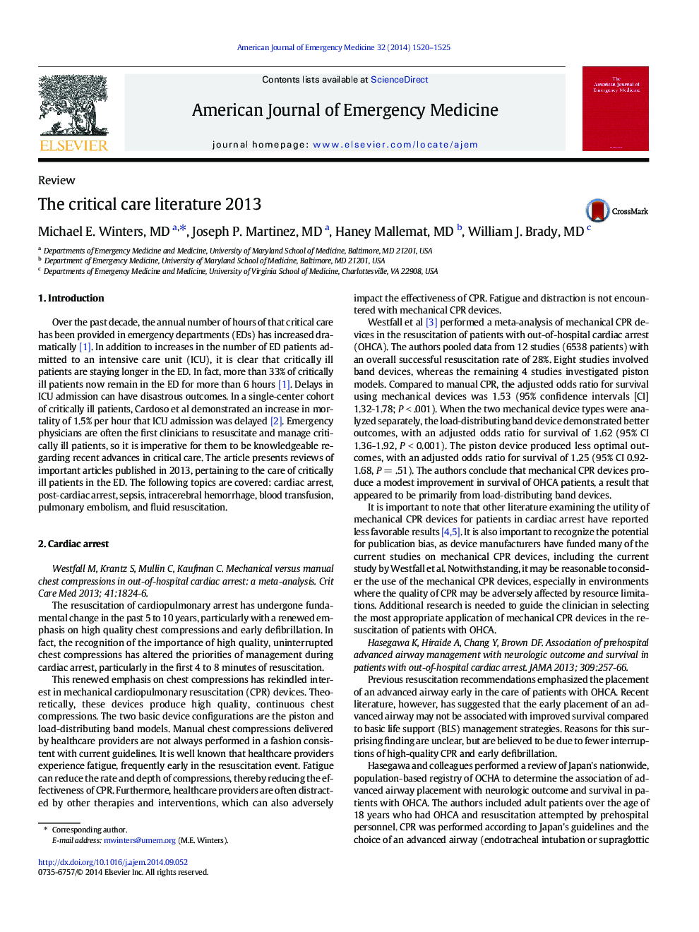 The critical care literature 2013