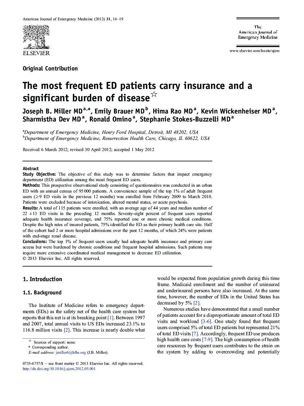 The most frequent ED patients carry insurance and a significant burden of disease 