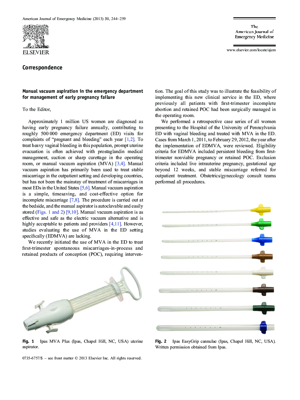 Manual vacuum aspiration in the emergency department for management of early pregnancy failure