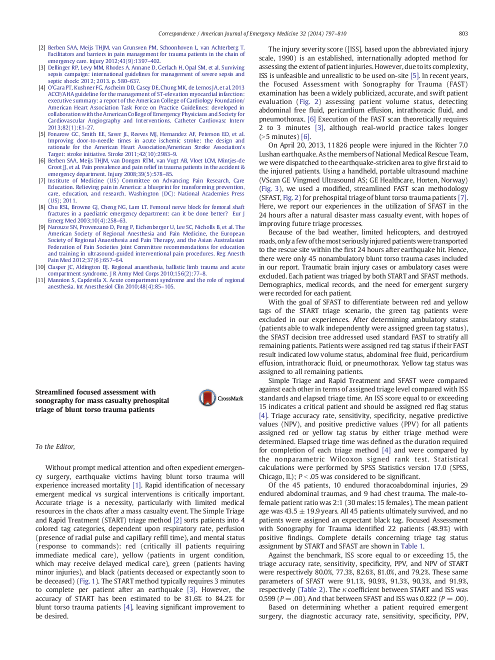 Streamlined focused assessment with sonography for mass casualty prehospital triage of blunt torso trauma patients