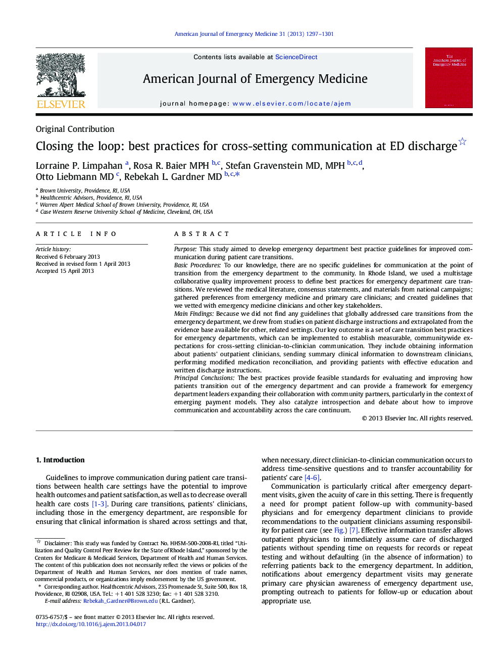 Closing the loop: best practices for cross-setting communication at ED discharge 