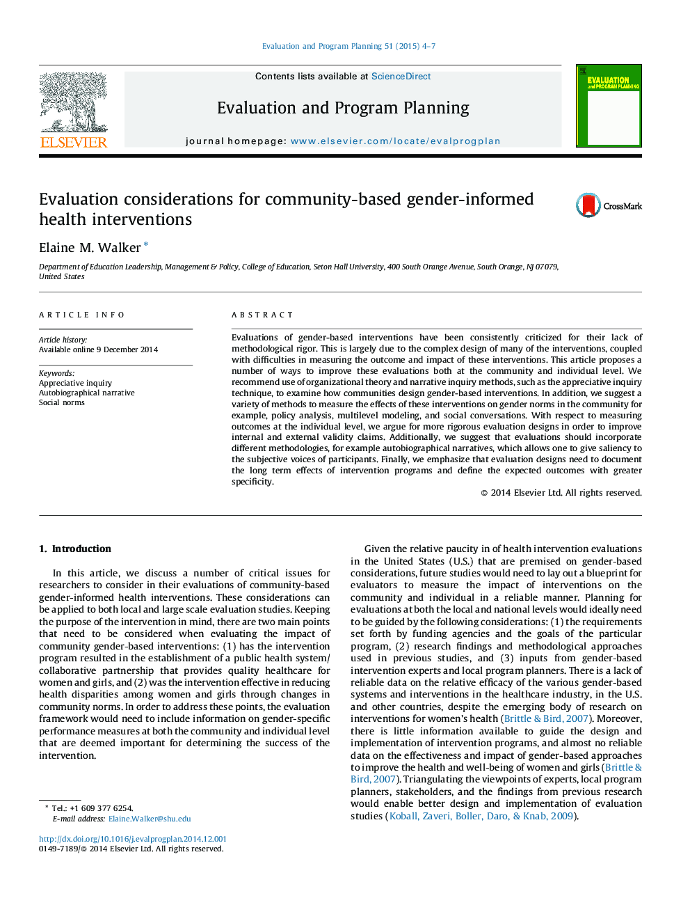 Evaluation considerations for community-based gender-informed health interventions