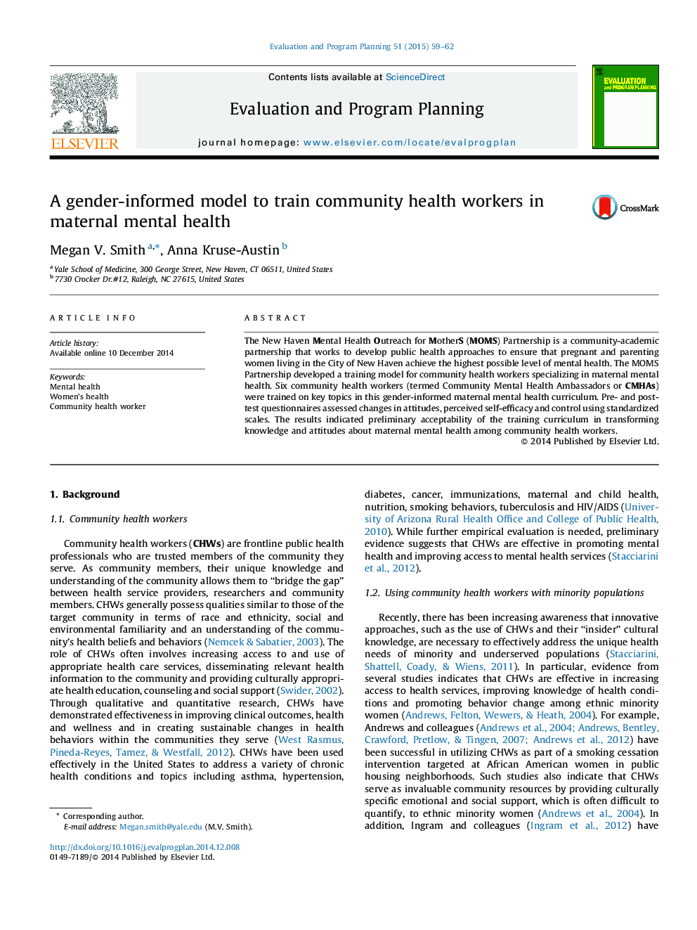 A gender-informed model to train community health workers in maternal mental health