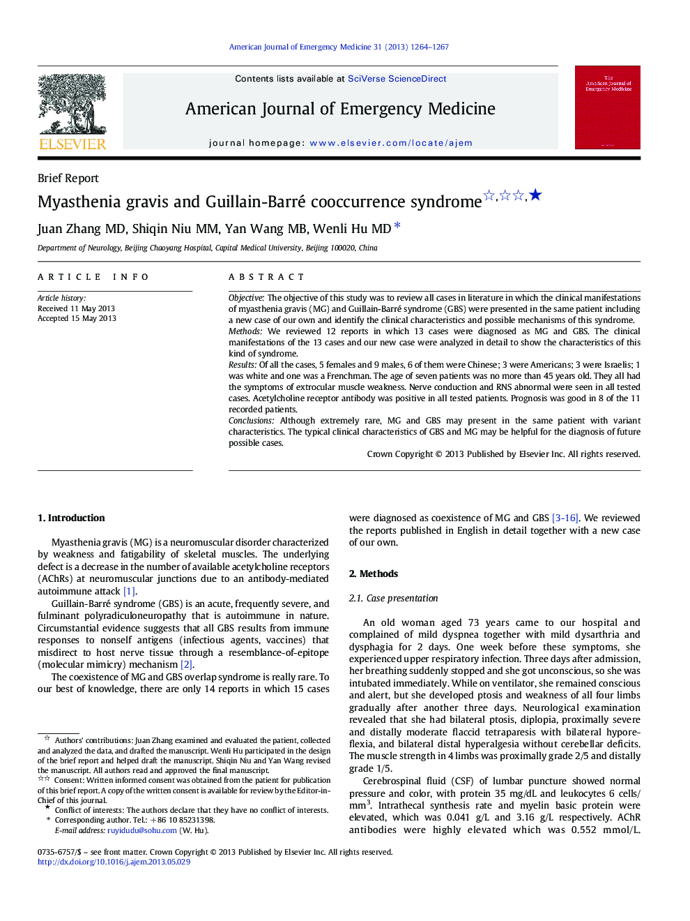 Myasthenia gravis and Guillain-Barré cooccurrence syndrome ★