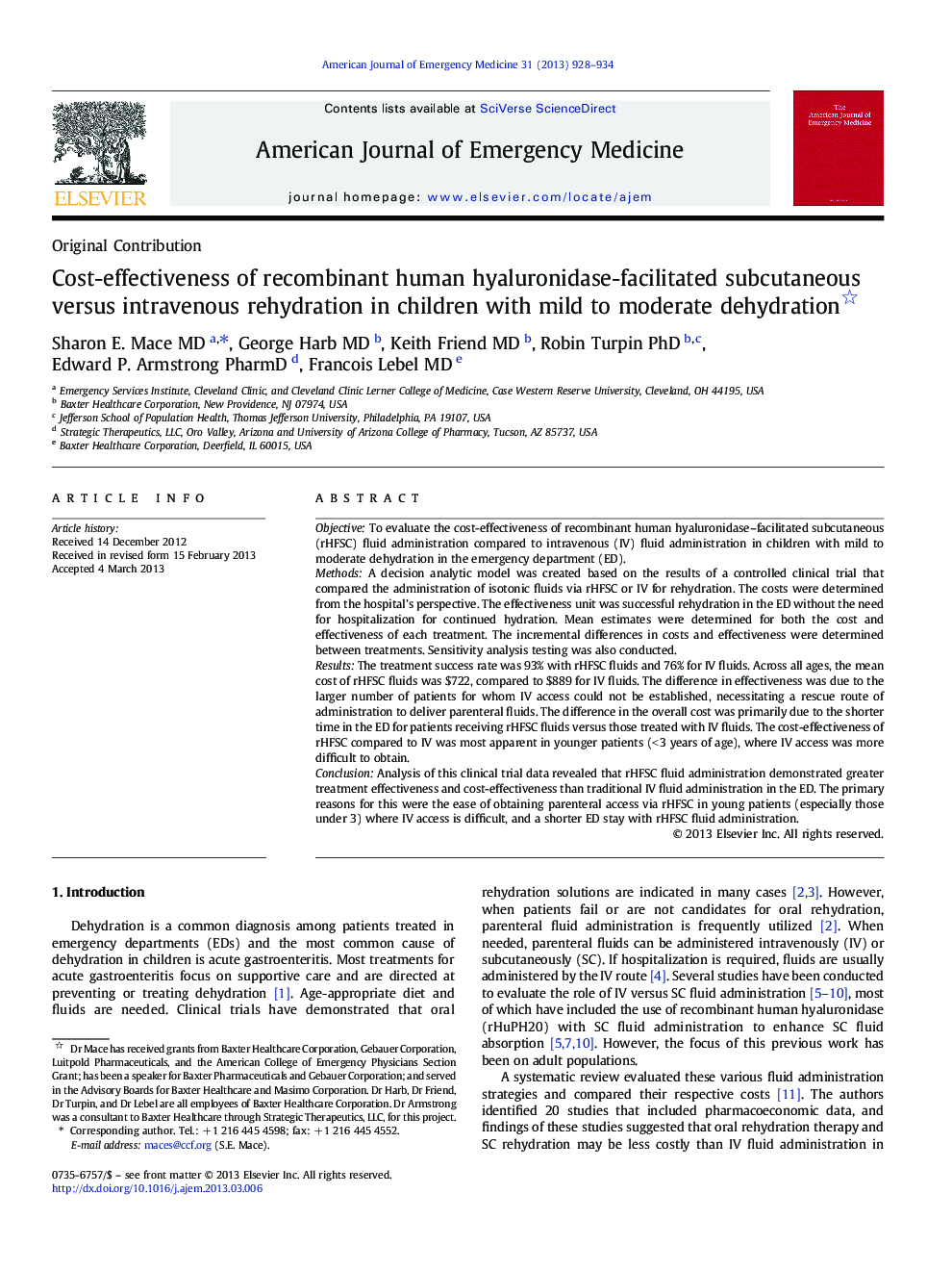 Cost-effectiveness of recombinant human hyaluronidase-facilitated subcutaneous versus intravenous rehydration in children with mild to moderate dehydration 