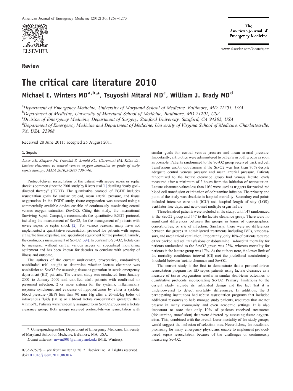 The critical care literature 2010
