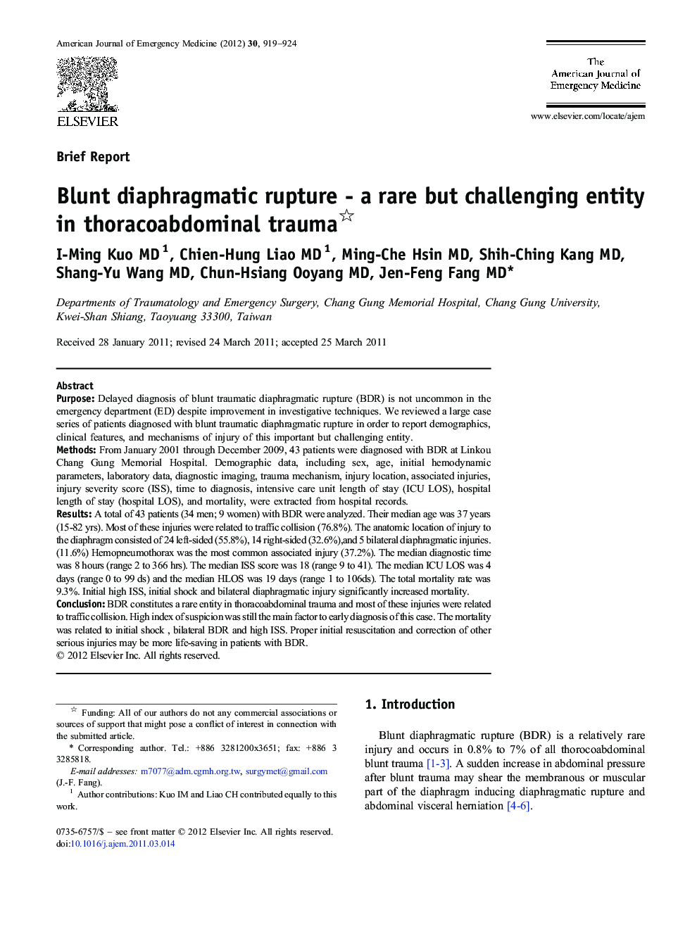 Blunt diaphragmatic rupture - a rare but challenging entity in thoracoabdominal trauma 