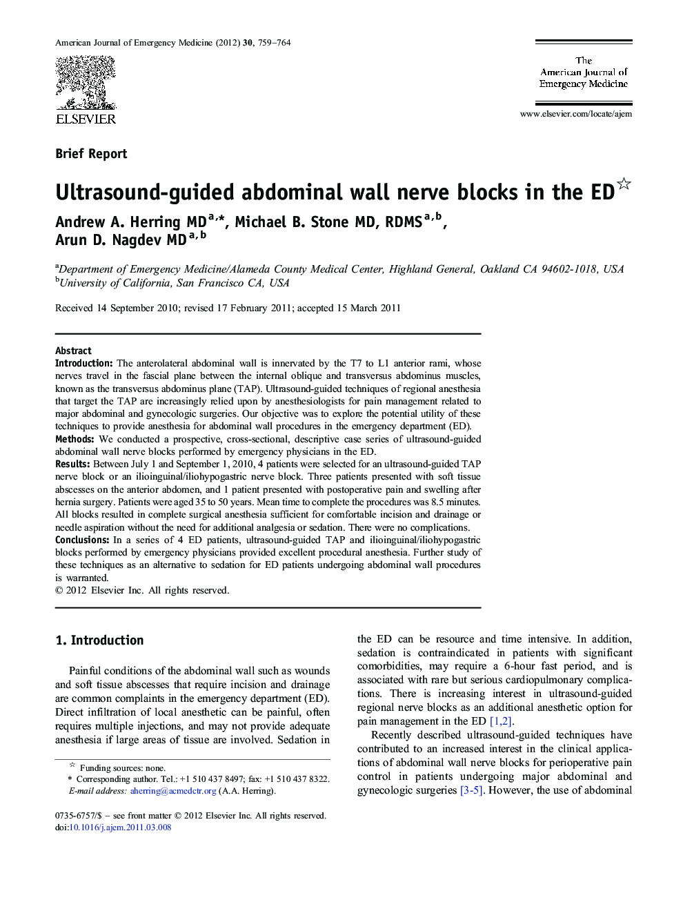 Ultrasound-guided abdominal wall nerve blocks in the ED 