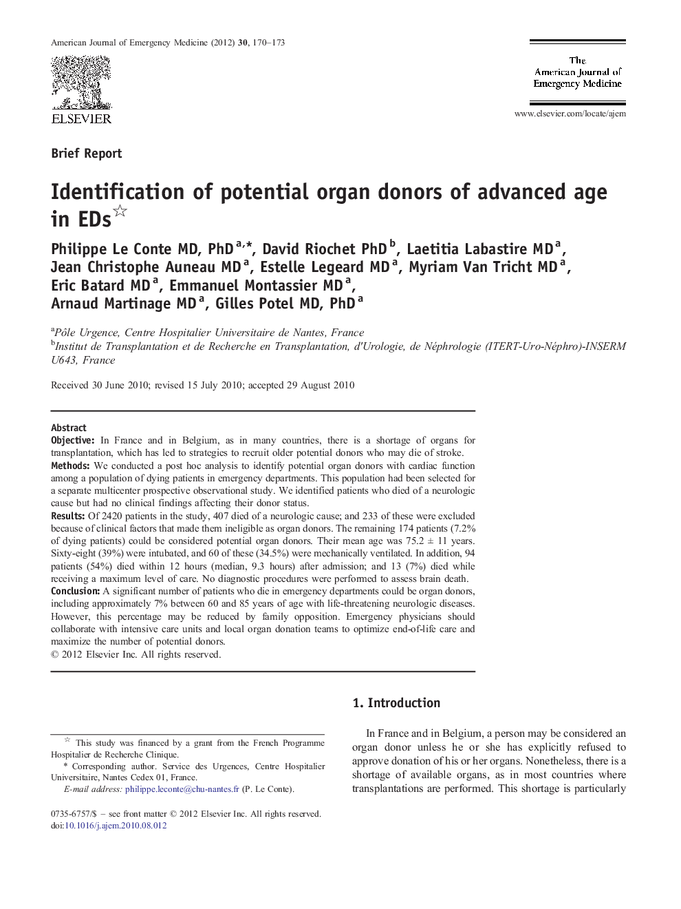 Identification of potential organ donors of advanced age in EDs 