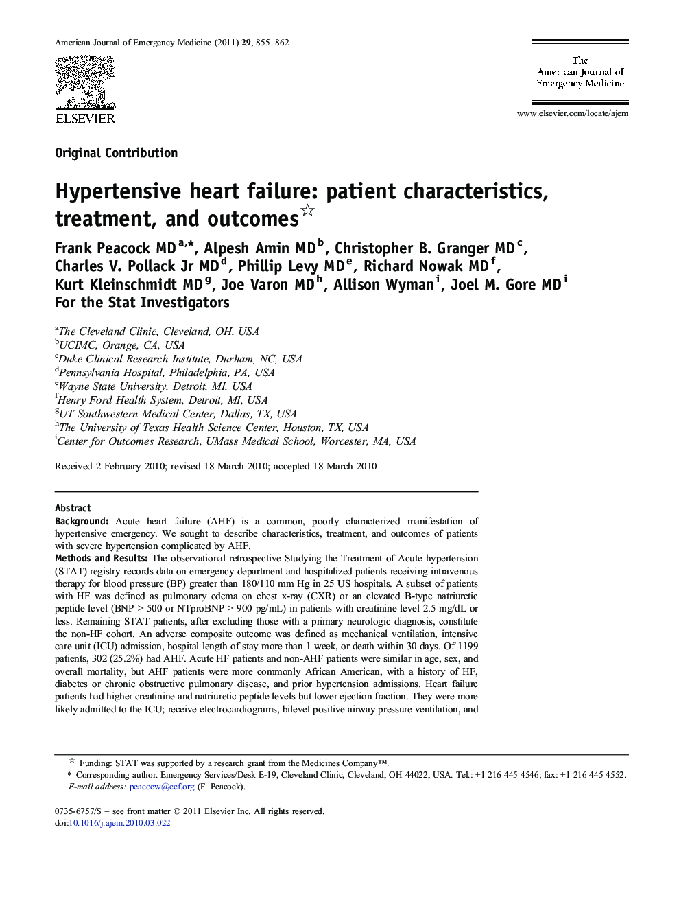 Hypertensive heart failure: patient characteristics, treatment, and outcomes 