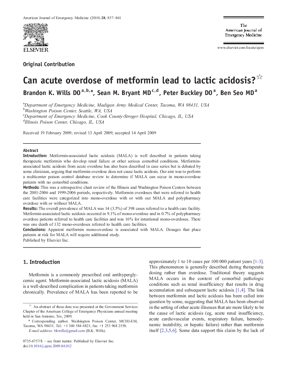 Can acute overdose of metformin lead to lactic acidosis? 