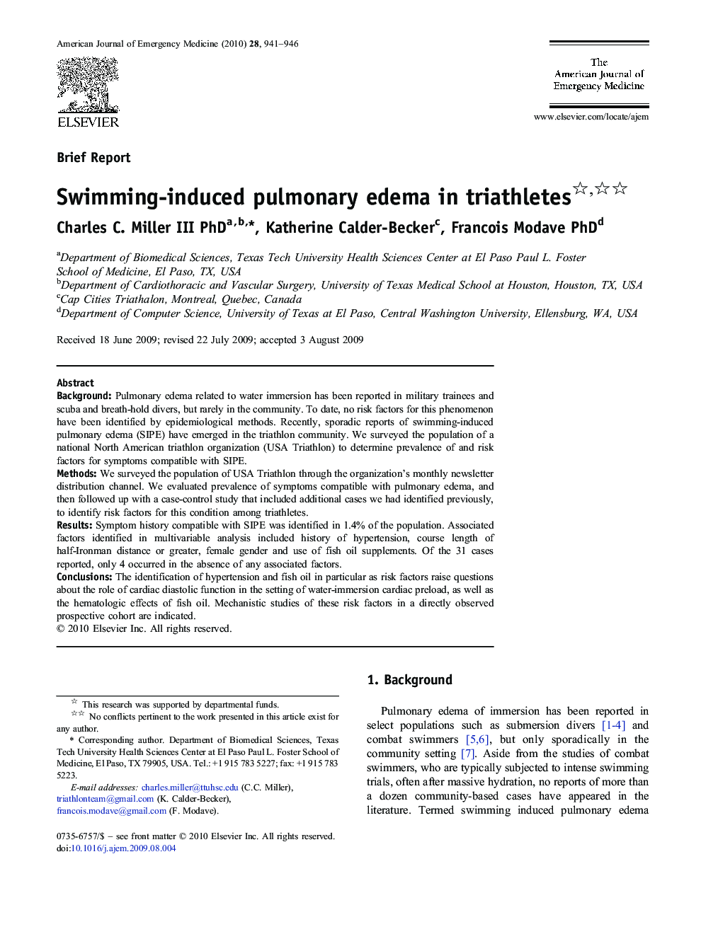 Swimming-induced pulmonary edema in triathletes 