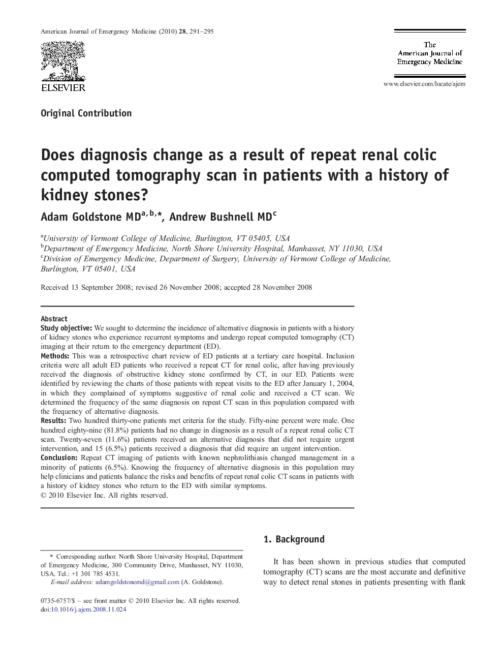 Does diagnosis change as a result of repeat renal colic computed tomography scan in patients with a history of kidney stones?
