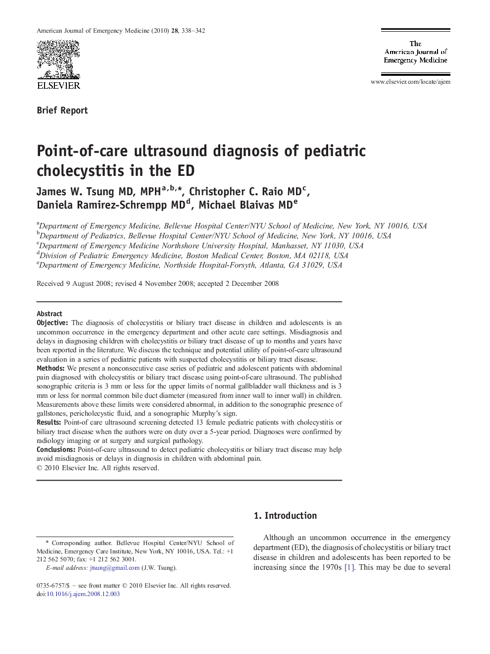 Point-of-care ultrasound diagnosis of pediatric cholecystitis in the ED