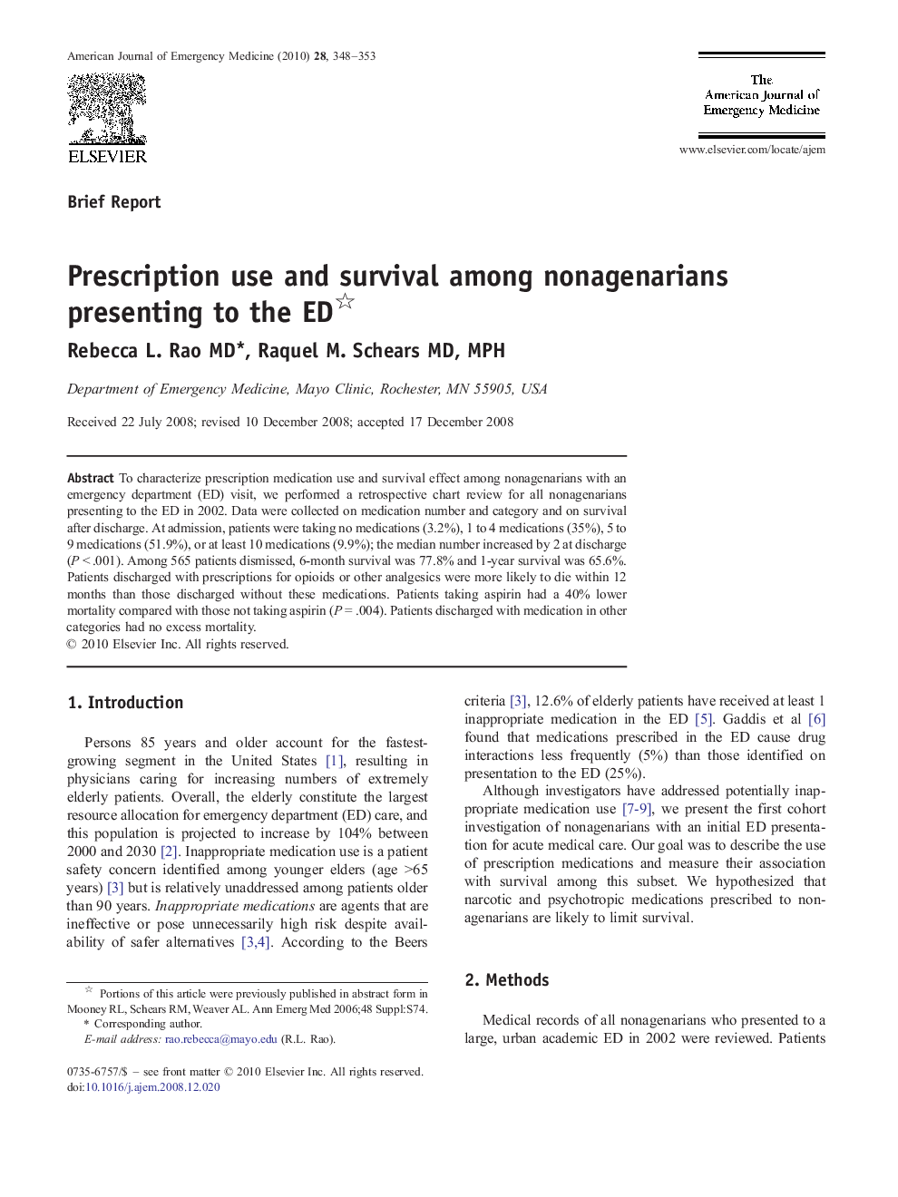 Prescription use and survival among nonagenarians presenting to the ED 
