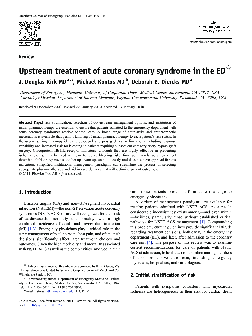 Upstream treatment of acute coronary syndrome in the ED 