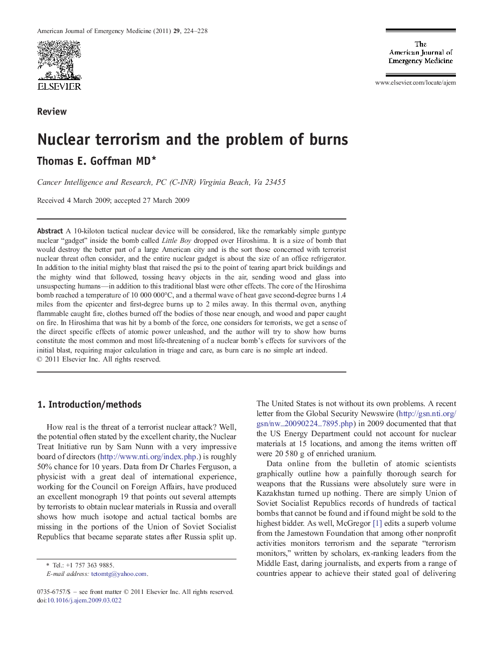 Nuclear terrorism and the problem of burns