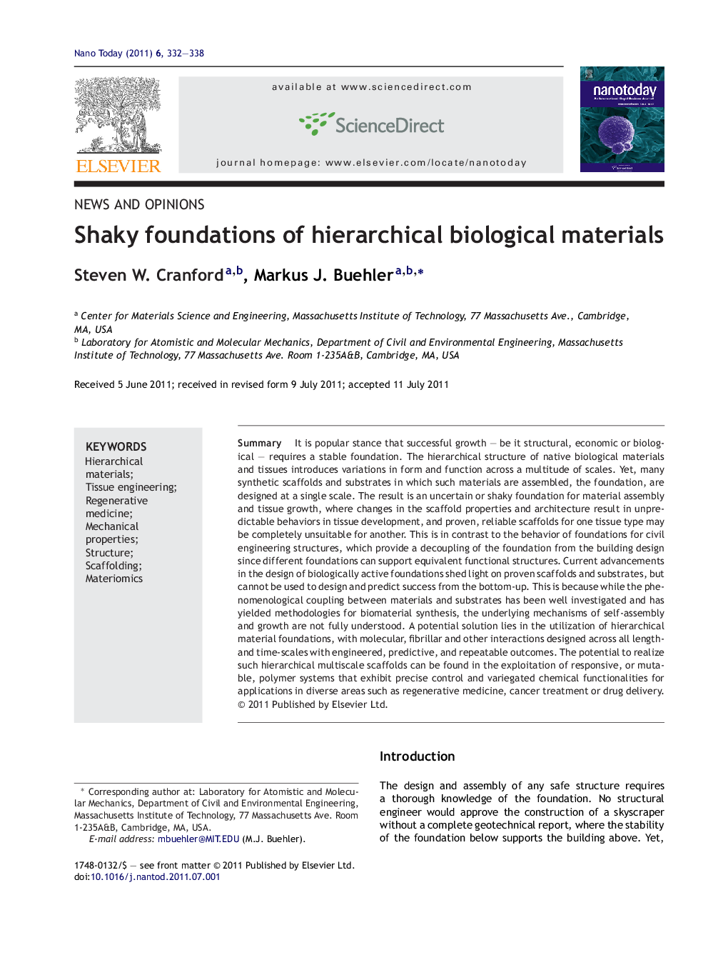 Shaky foundations of hierarchical biological materials