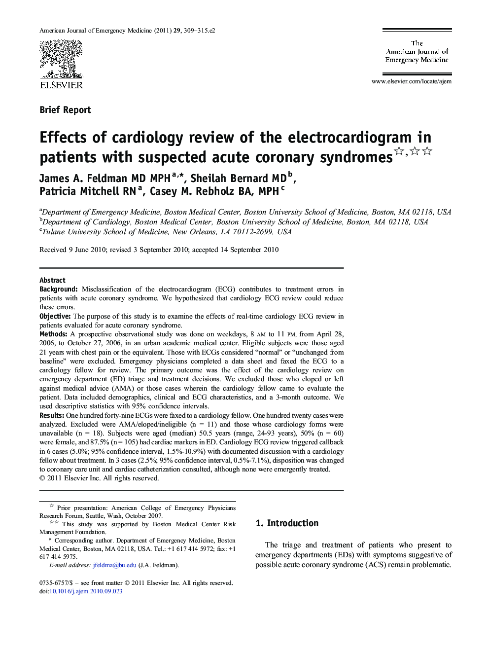 Effects of cardiology review of the electrocardiogram in patients with suspected acute coronary syndromes