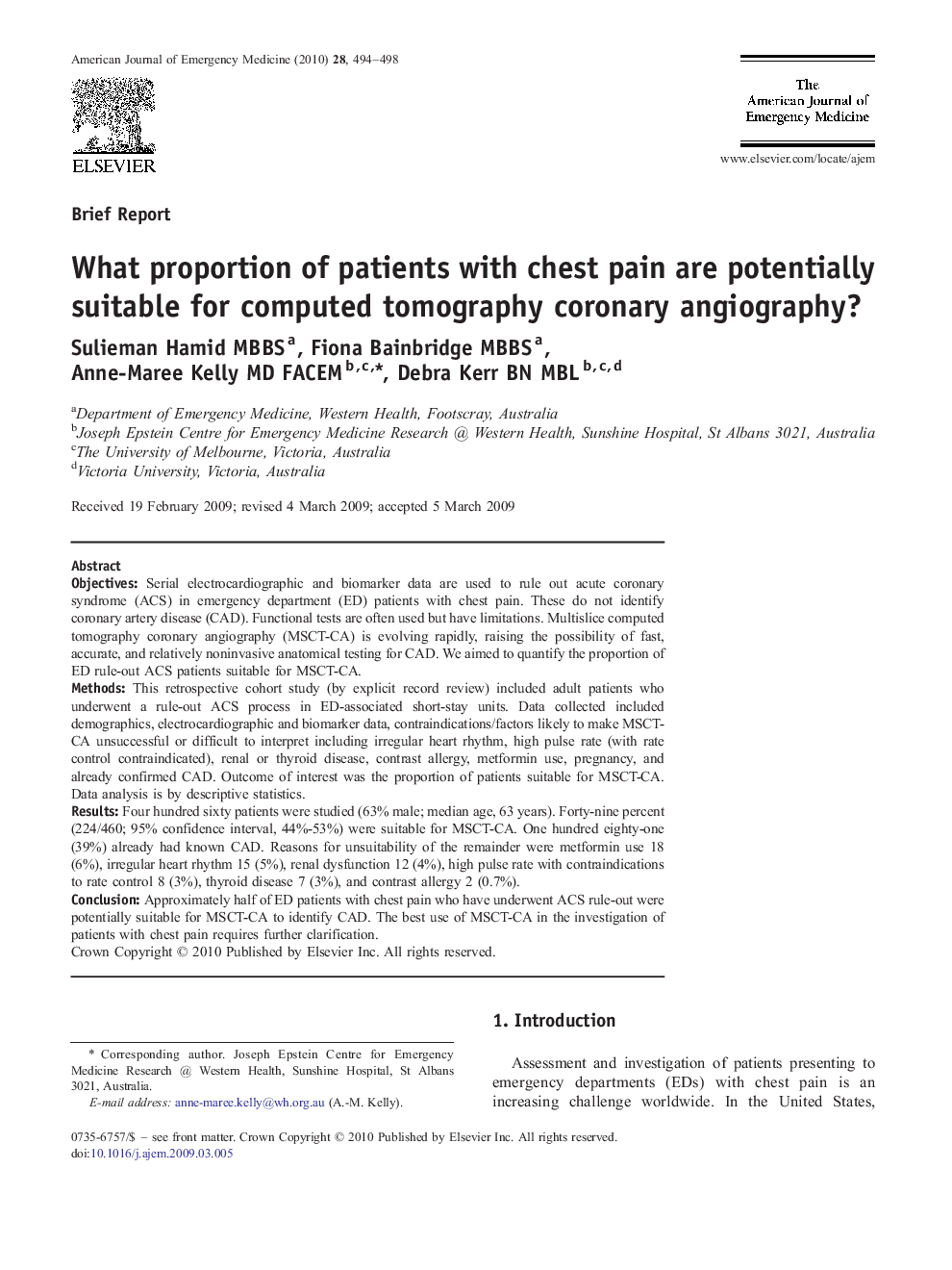 What proportion of patients with chest pain are potentially suitable for computed tomography coronary angiography?