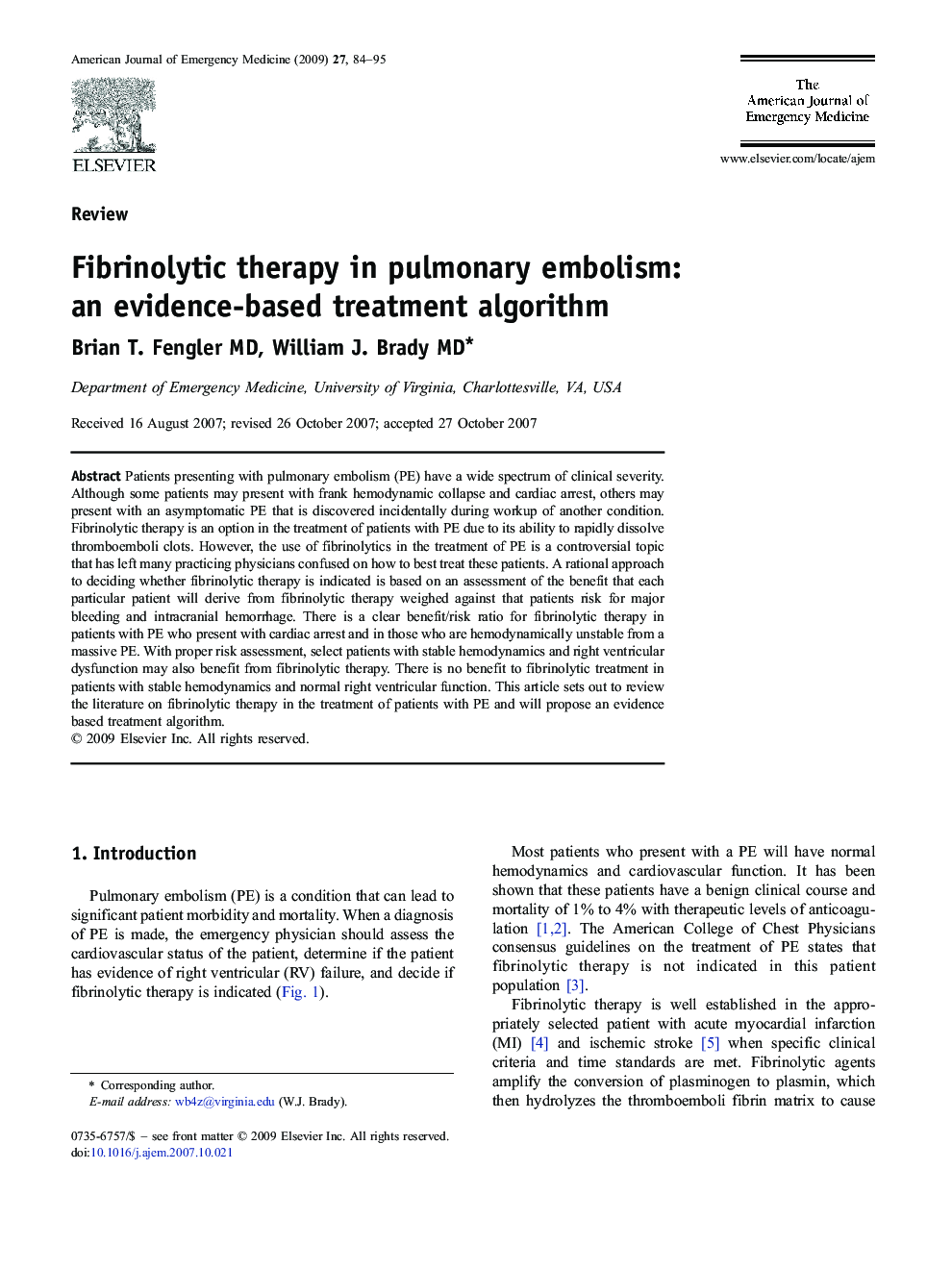 Fibrinolytic therapy in pulmonary embolism: an evidence-based treatment algorithm