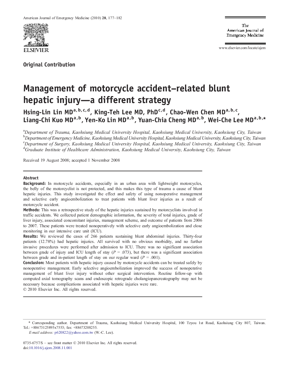 Management of motorcycle accident–related blunt hepatic injury—a different strategy