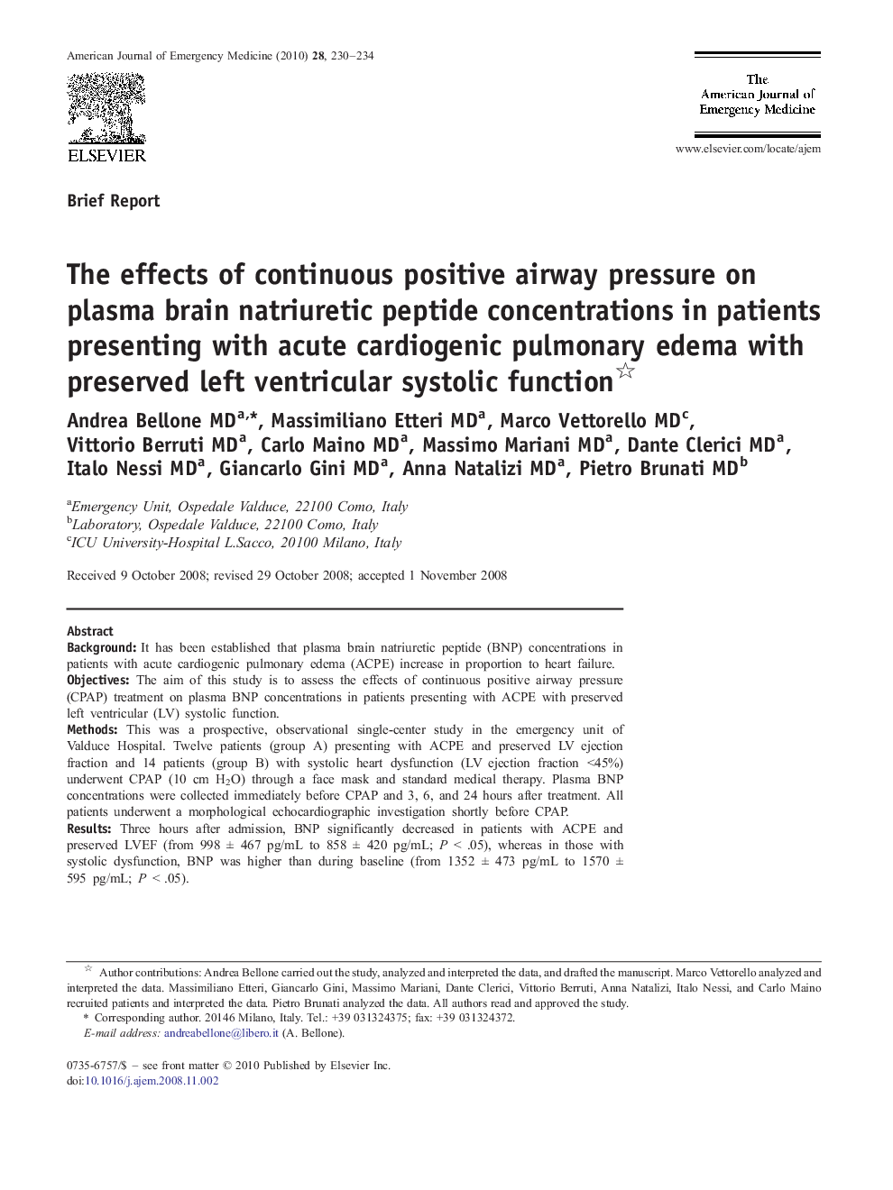 The effects of continuous positive airway pressure on plasma brain natriuretic peptide concentrations in patients presenting with acute cardiogenic pulmonary edema with preserved left ventricular systolic function 