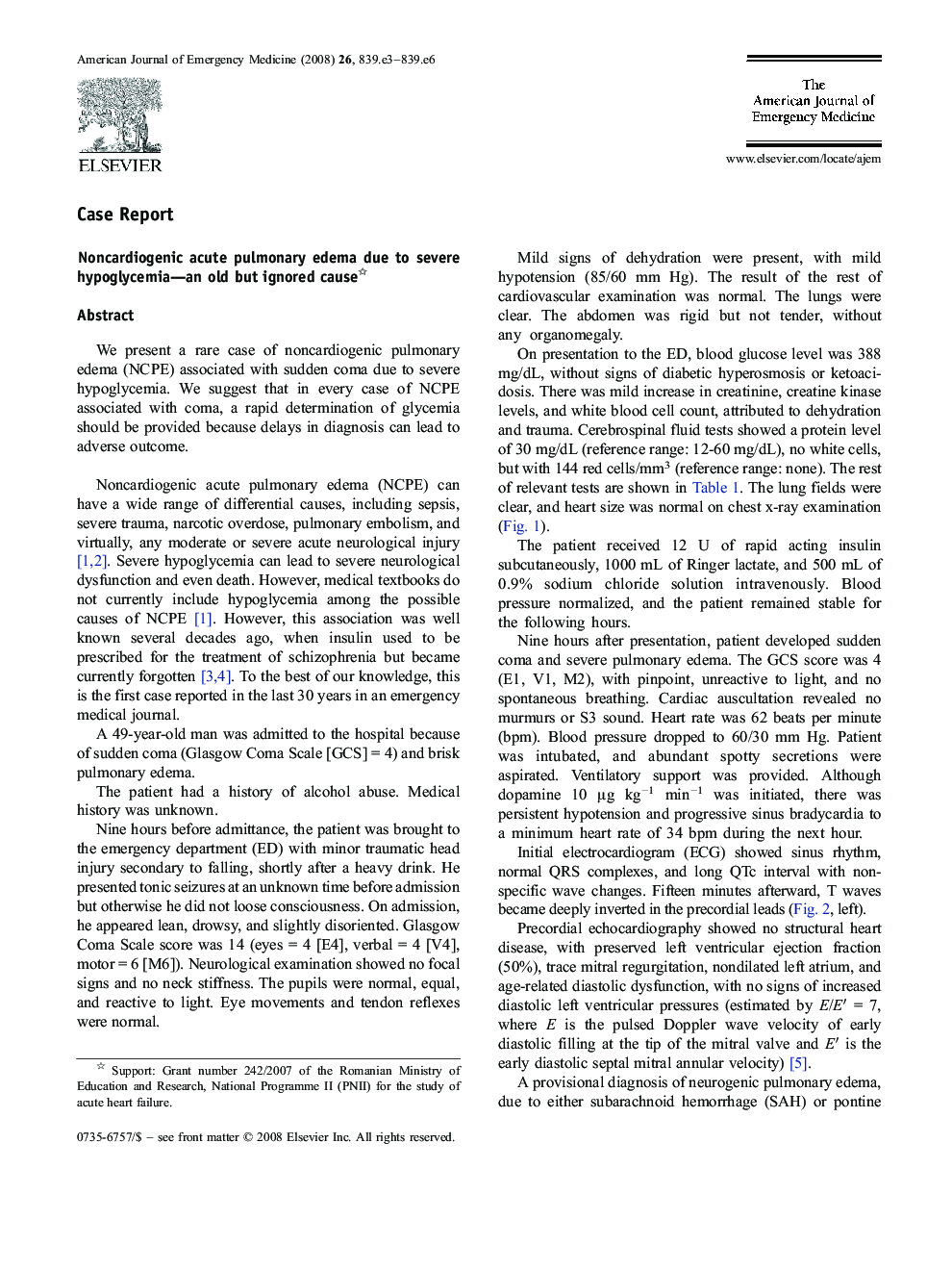 Noncardiogenic acute pulmonary edema due to severe hypoglycemia-an old but ignored cause