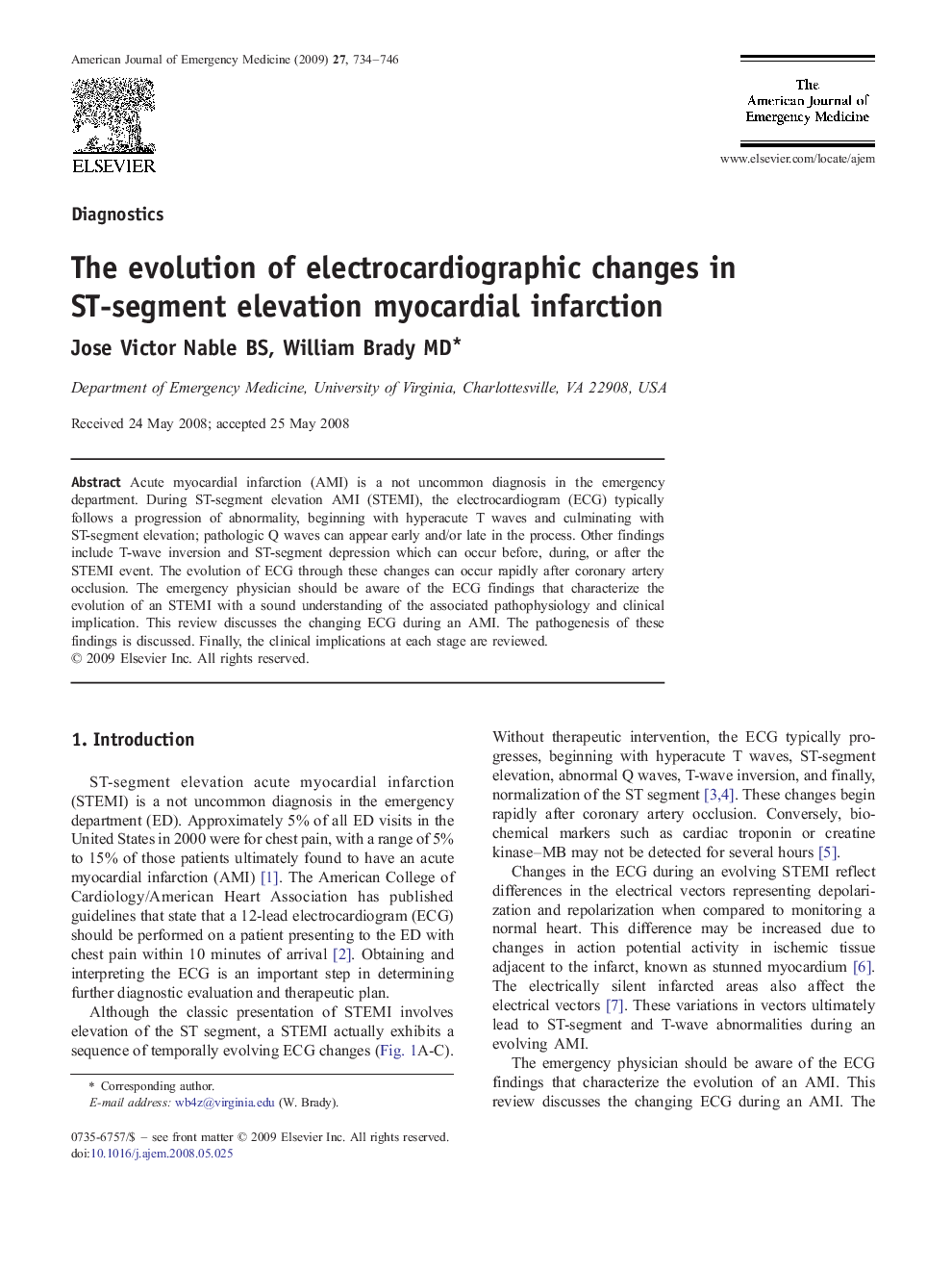 The evolution of electrocardiographic changes in ST-segment elevation myocardial infarction