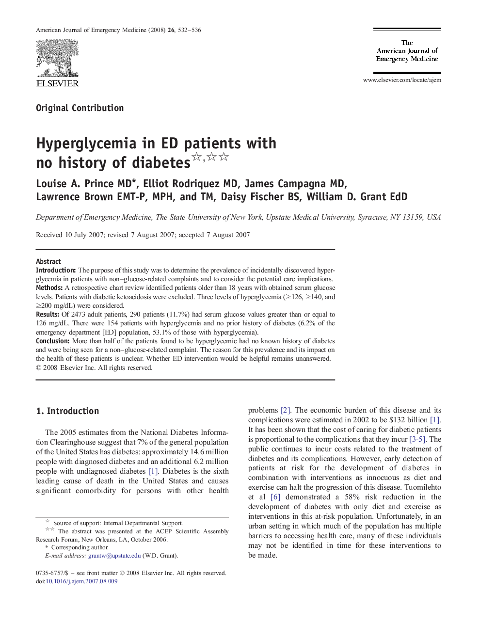 Hyperglycemia in ED patients with no history of diabetes 