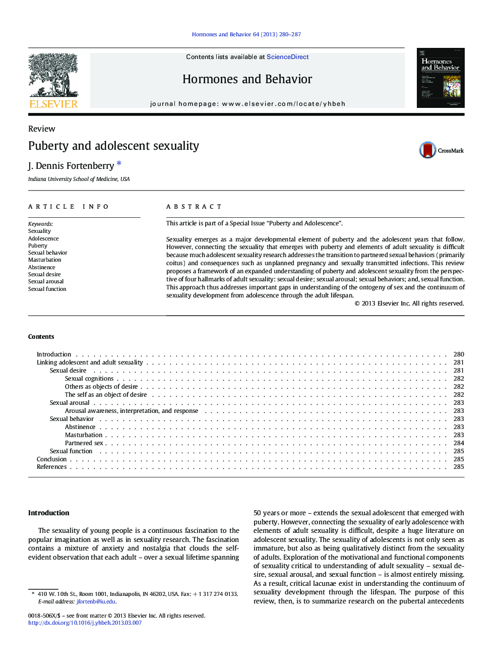 Puberty and adolescent sexuality