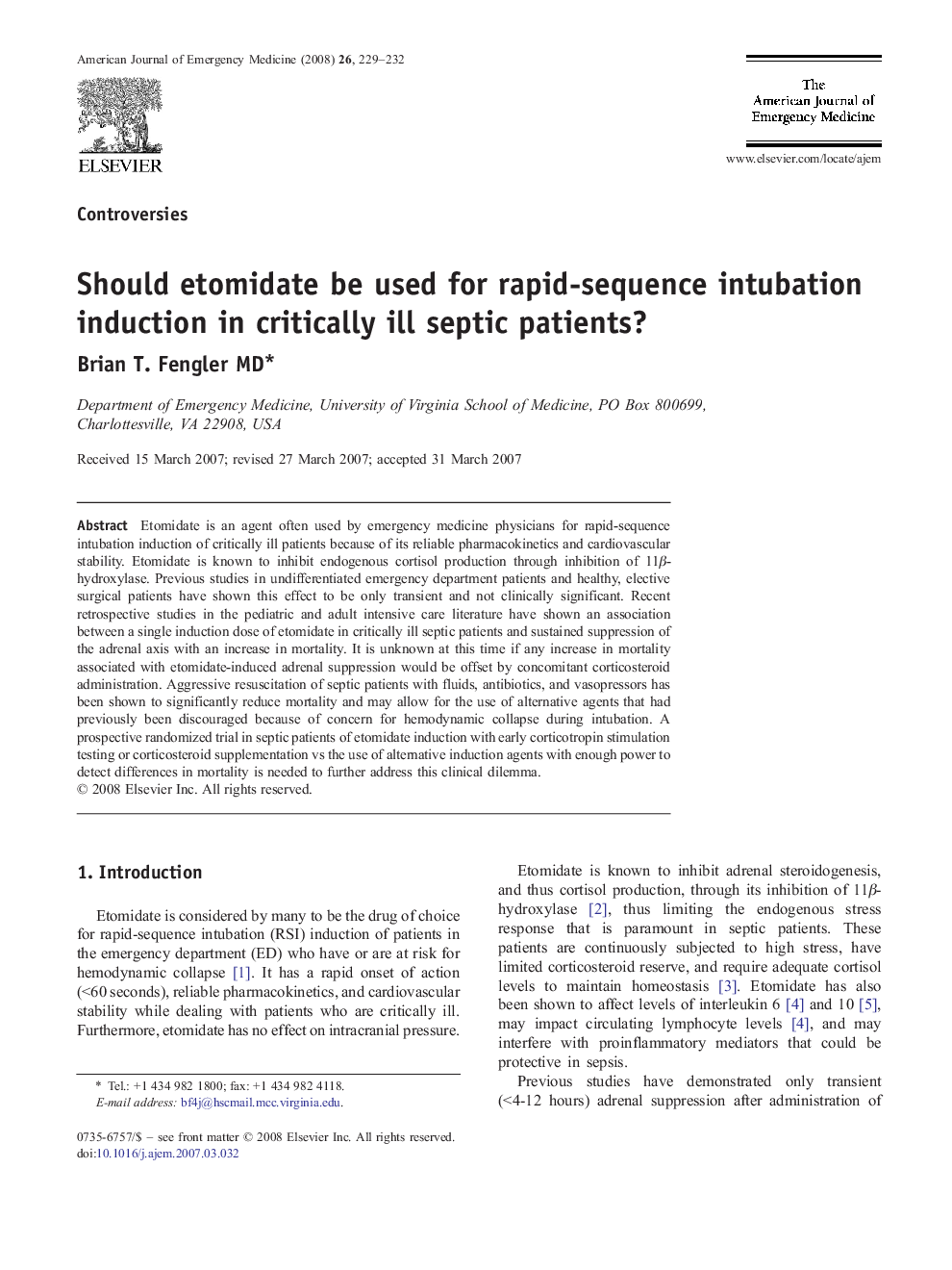Should etomidate be used for rapid-sequence intubation induction in critically ill septic patients?