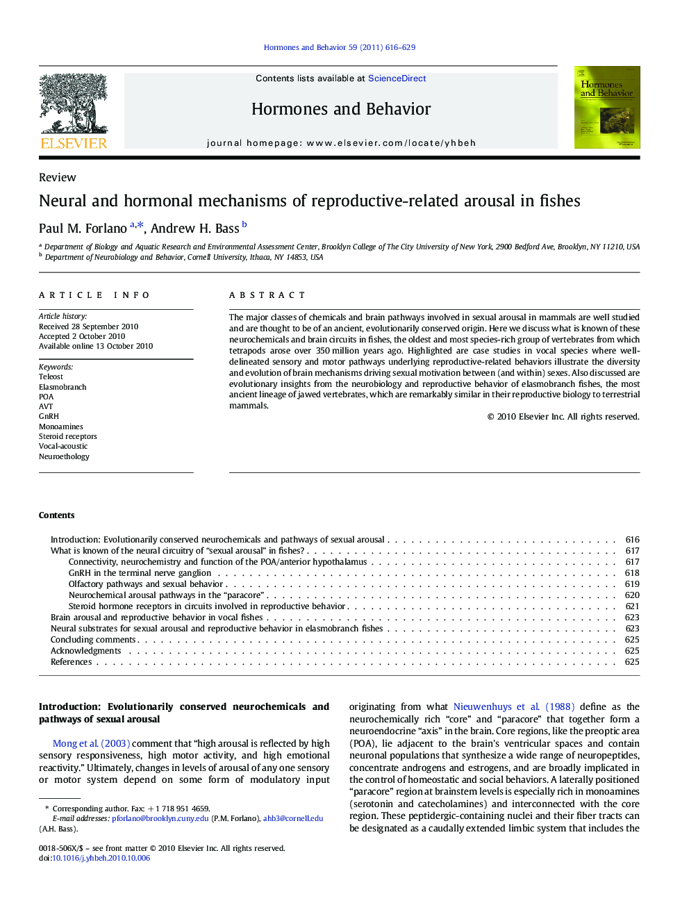 Neural and hormonal mechanisms of reproductive-related arousal in fishes