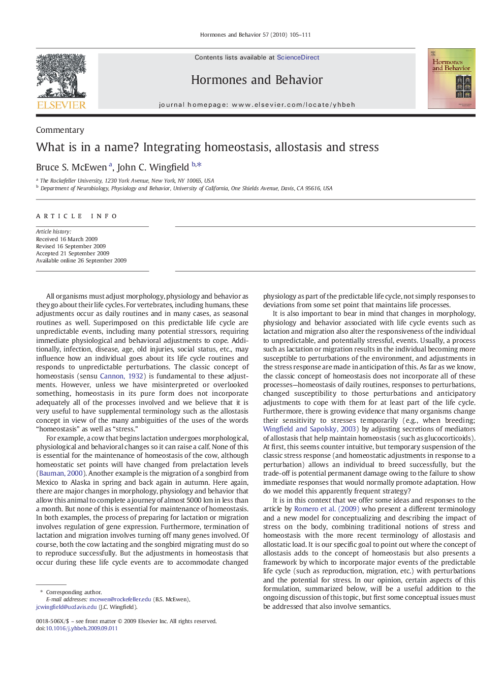 What is in a name? Integrating homeostasis, allostasis and stress