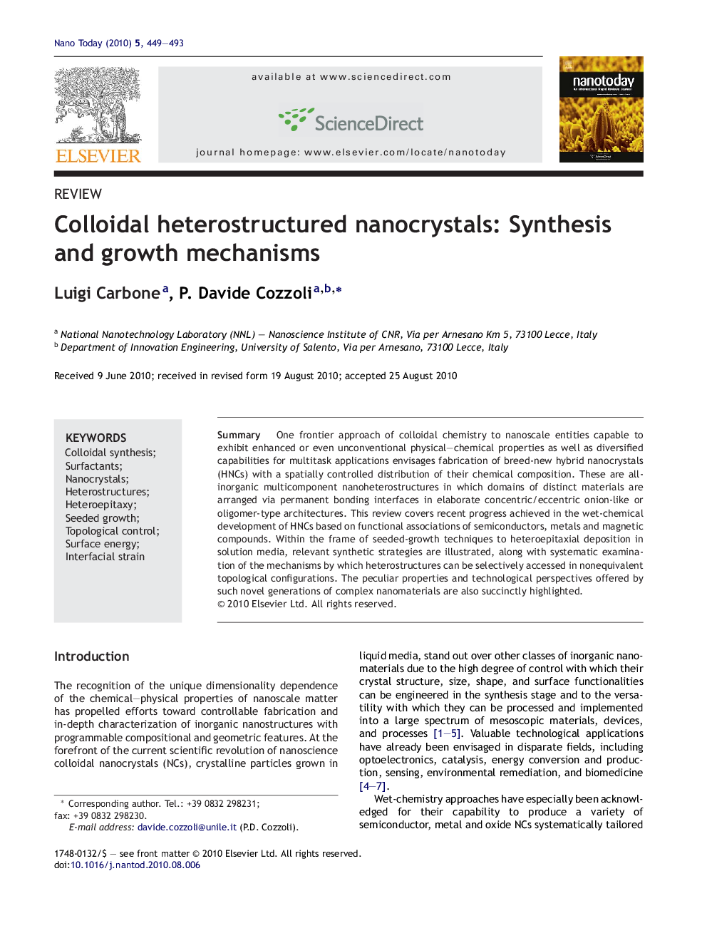 Colloidal heterostructured nanocrystals: Synthesis and growth mechanisms