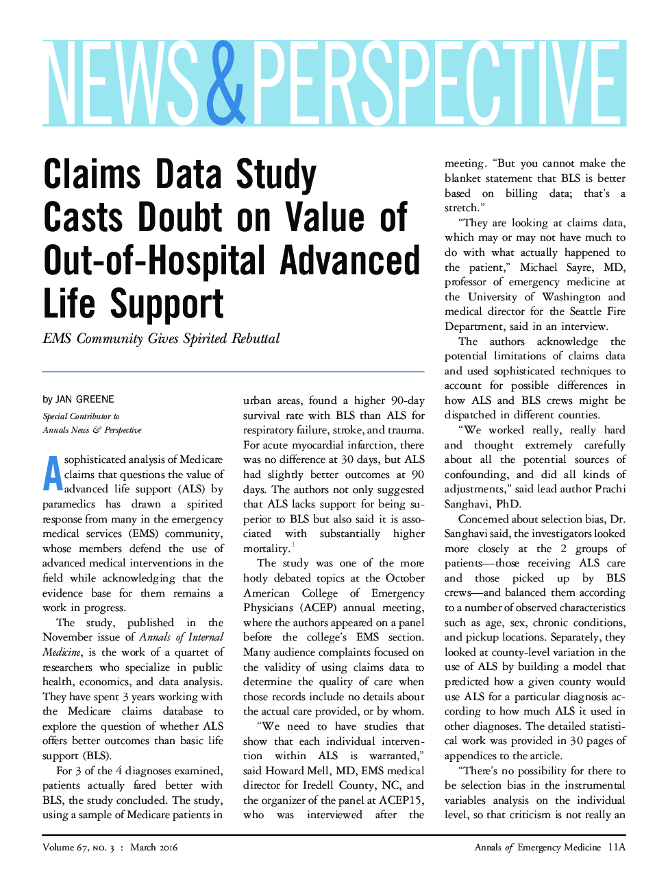 Claims Data Study Casts Doubt on Value of Out-of-Hospital Advanced Life Support