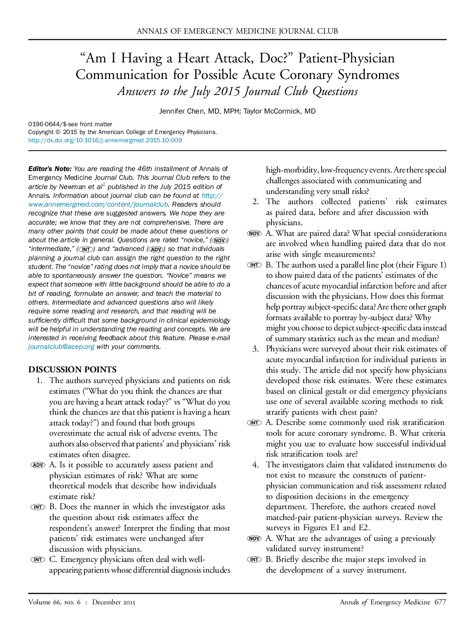 “Am I Having a Heart Attack, Doc?” Patient-Physician CommunicationÂ for Possible Acute Coronary Syndromes