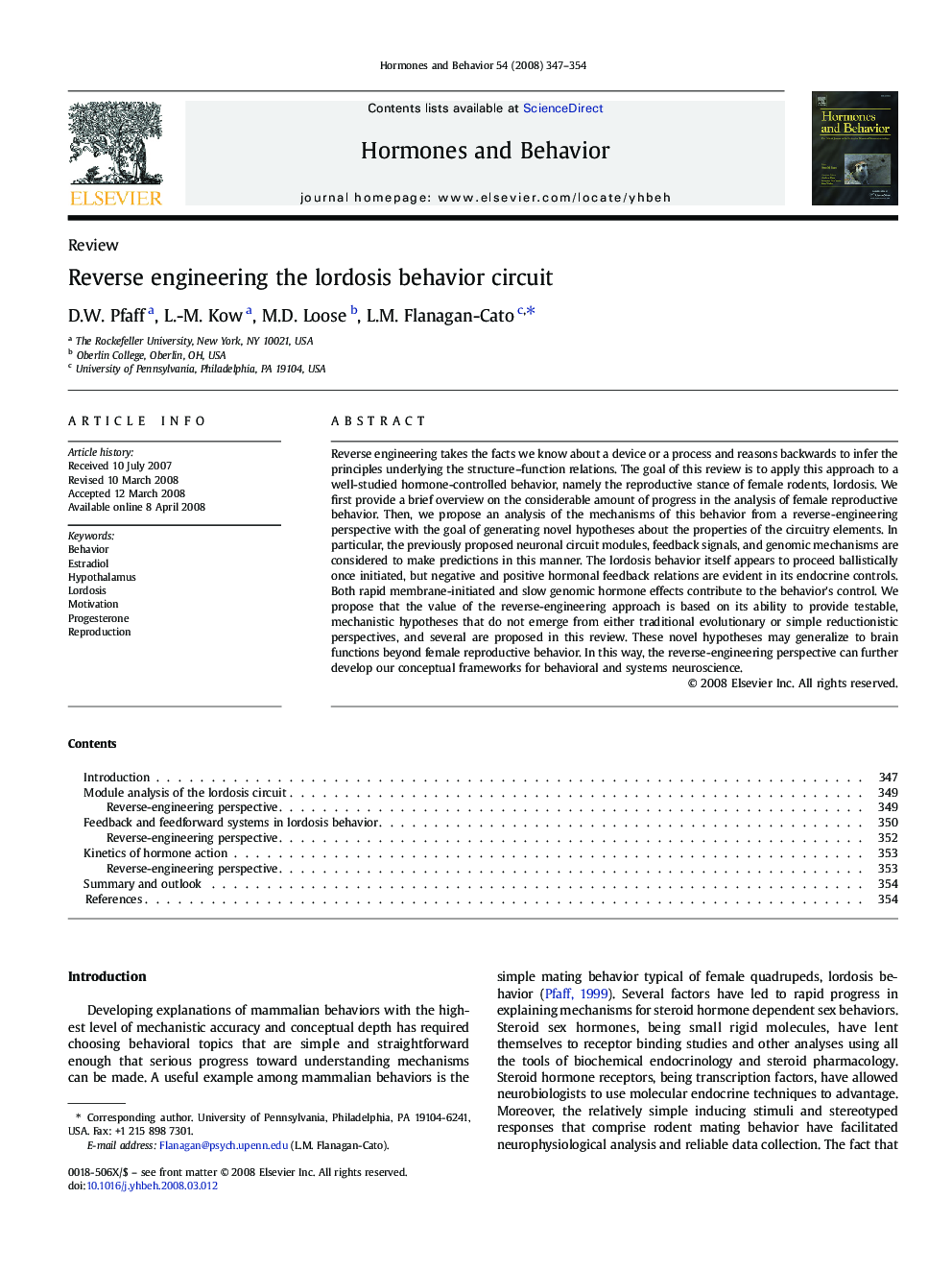 Reverse engineering the lordosis behavior circuit