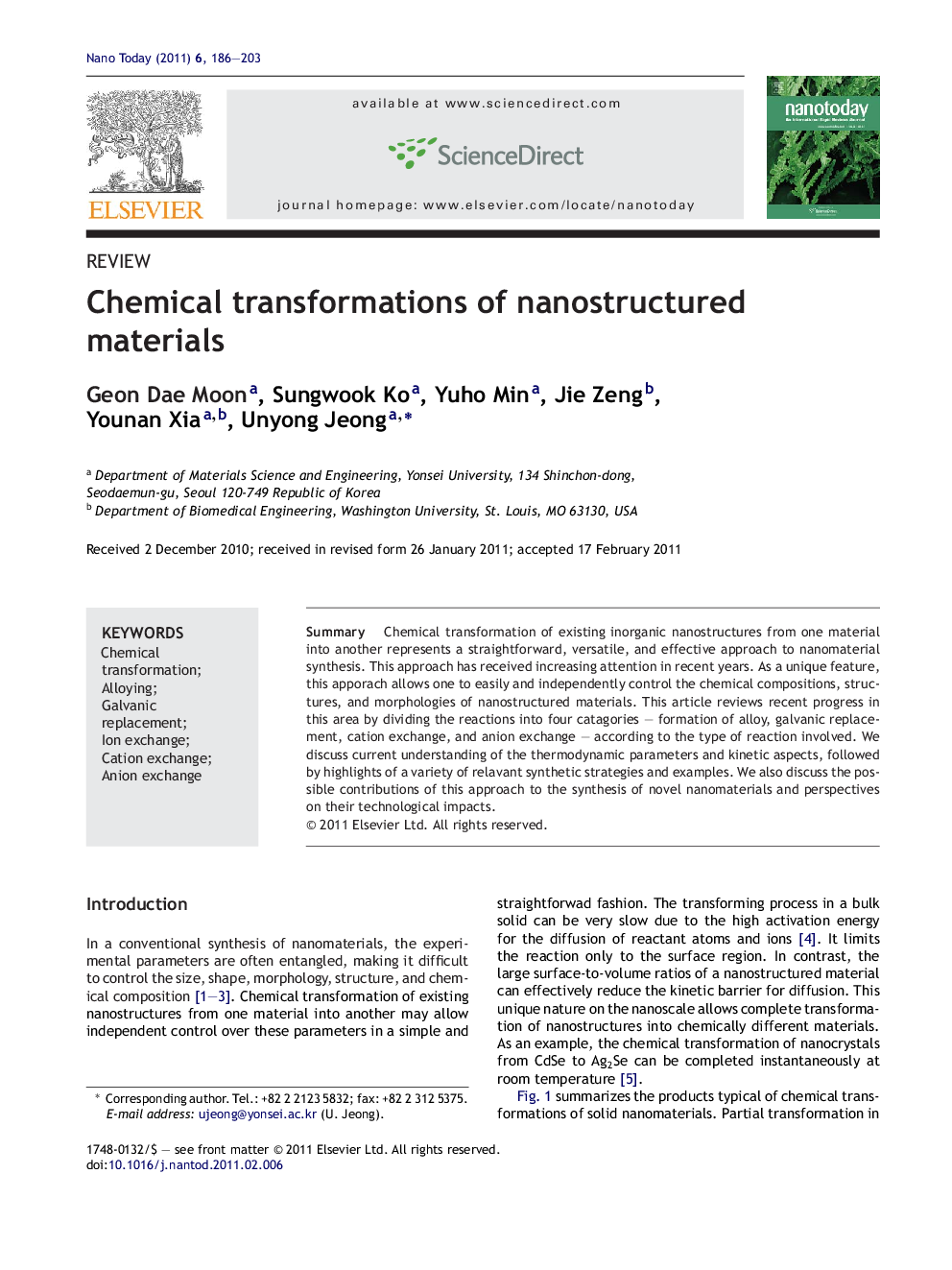 Chemical transformations of nanostructured materials