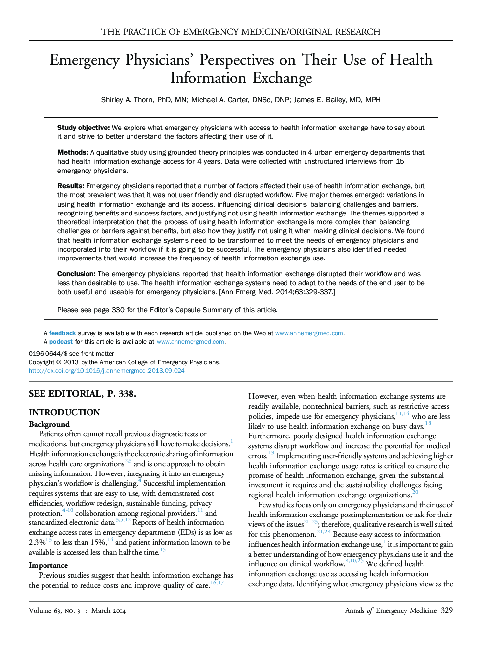 Emergency Physicians' Perspectives on Their Use of Health Information Exchange 