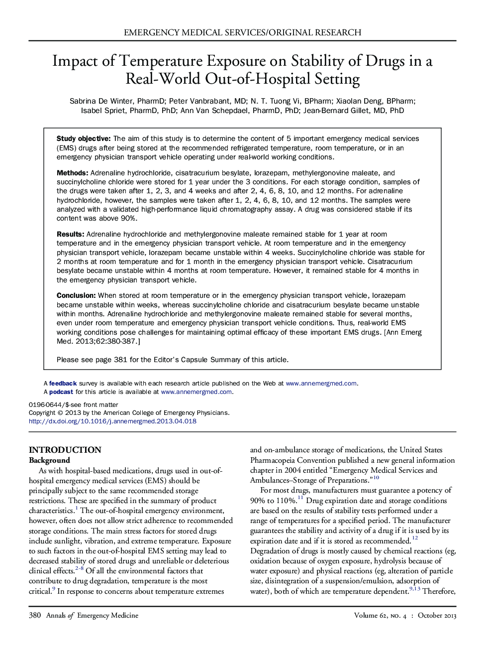 Impact of Temperature Exposure on Stability of Drugs in a Real-World Out-of-Hospital Setting